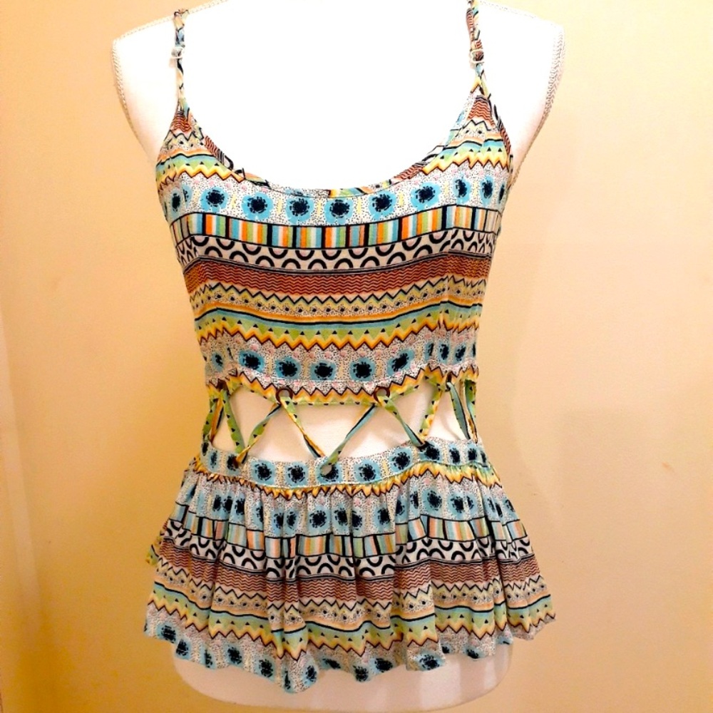 LF Millau Lace Up Multi Color Tank Top